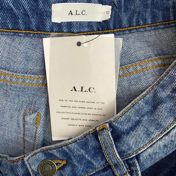 ALC A.L.C. Malone Jeans‎ Pant Cropped High Waist Denim Medium Wash Blue Size 10 - Picture 11 of 12